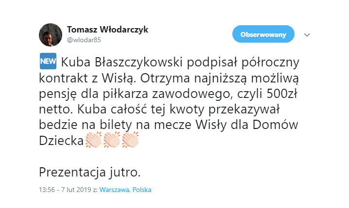 PENSJA Kuby Błaszczykowskiego w Wiśle Kraków